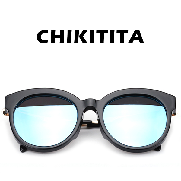 치키티타선글라스 CS5006 1 BL 오버사이즈 러브썸 뿔테 블랙 (블루미러)