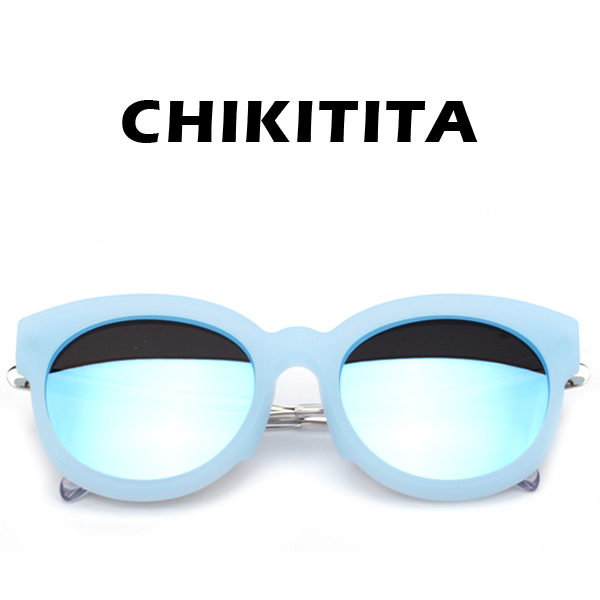 치키티타선글라스 CS5006 4 BL 오버사이즈 러브썸 뿔테 블루 (블루미러)